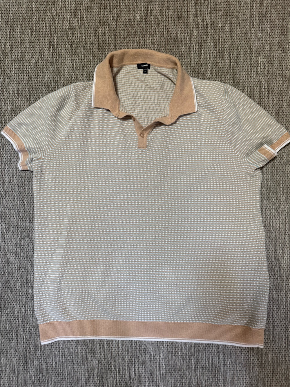 Two-Tone Short-Sleeve Knit Polo Sweater